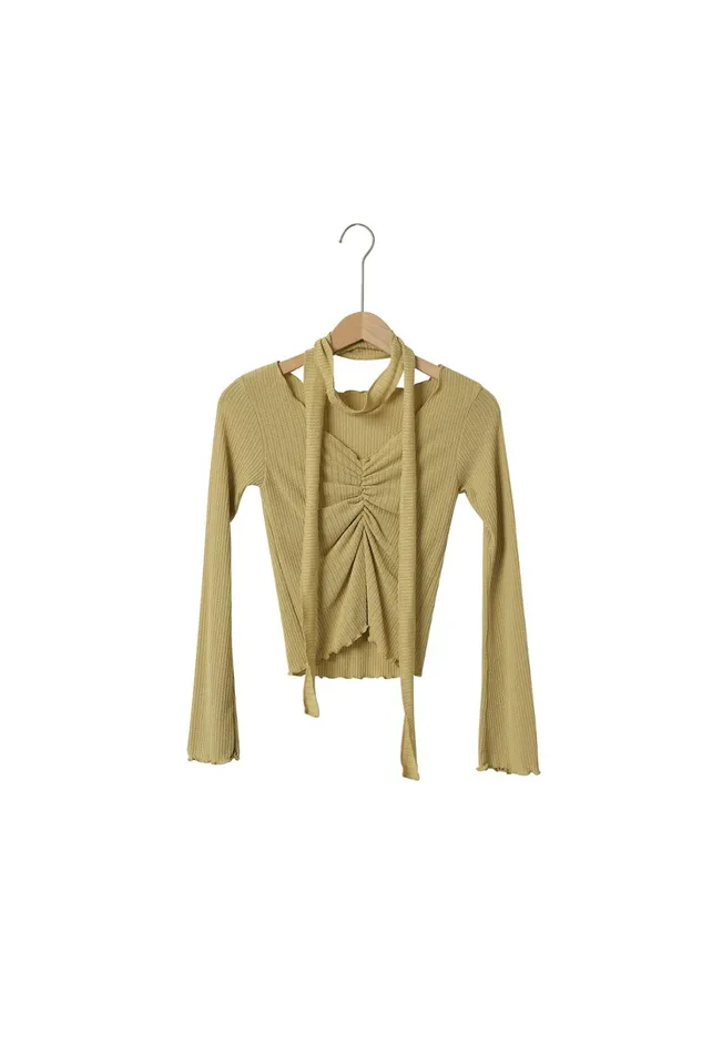 Storets Bailey Ruched Top WScarf Women Tops Storets Bailey Ruched Top WScarf Women Tops