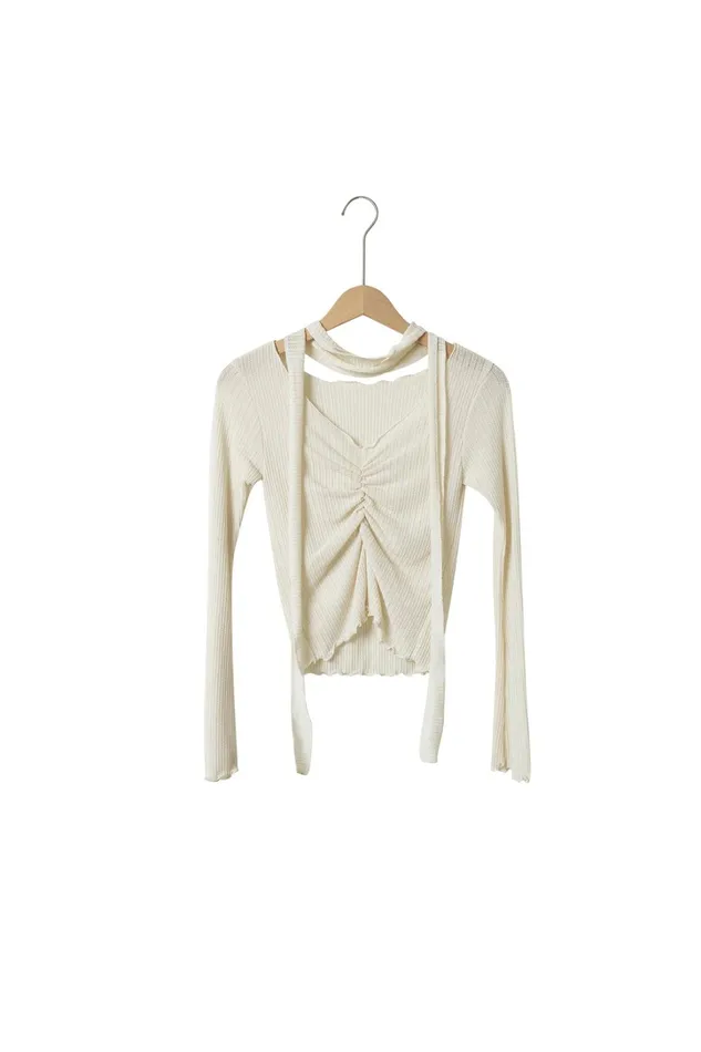 Storets Bailey Ruched Top WScarf Women Tops Storets Bailey Ruched Top WScarf Women Tops