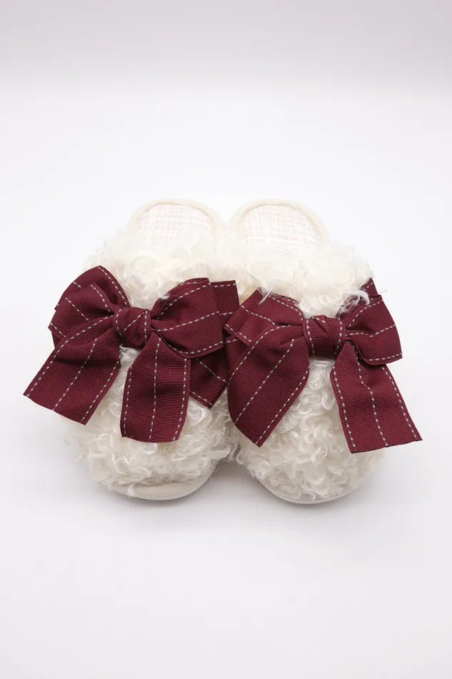Storets Borg Oversized Bow Slippers Women Shoes