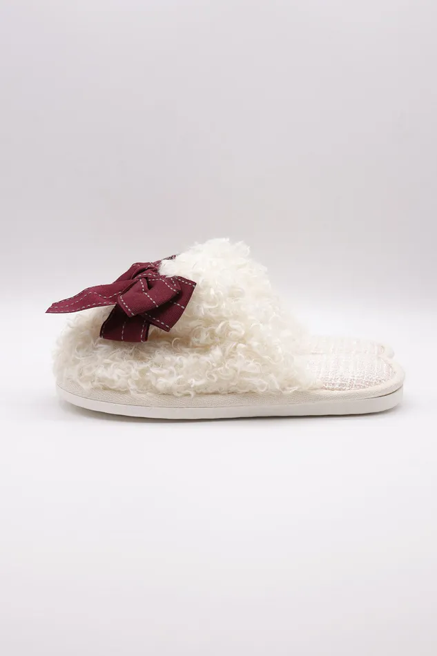 Storets Borg Oversized Bow Slippers Women Shoes