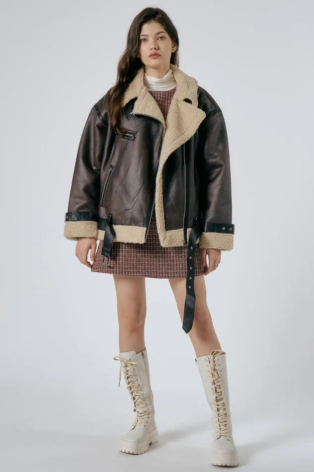 Storets Celina Shearling Aviator Coat Women Jackets and Coats Storets Celina Shearling Aviator Coat Women Jackets and Coats