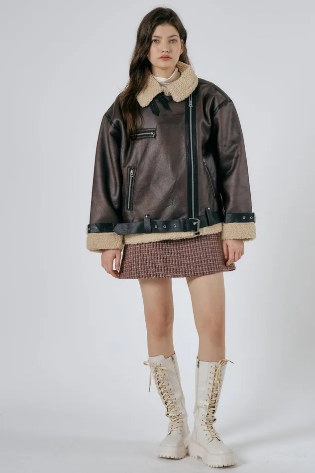 Storets Celina Shearling Aviator Coat Women Jackets and Coats Storets Celina Shearling Aviator Coat Women Jackets and Coats