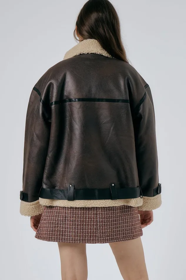 Storets Celina Shearling Aviator Coat Women Jackets and Coats Storets Celina Shearling Aviator Coat Women Jackets and Coats