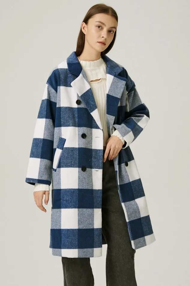 Storets Dolly Double Breasted Coat In Plaid Women Jackets and Coats
