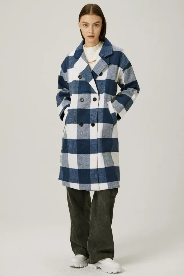 Storets Dolly Double Breasted Coat In Plaid Women Jackets and Coats