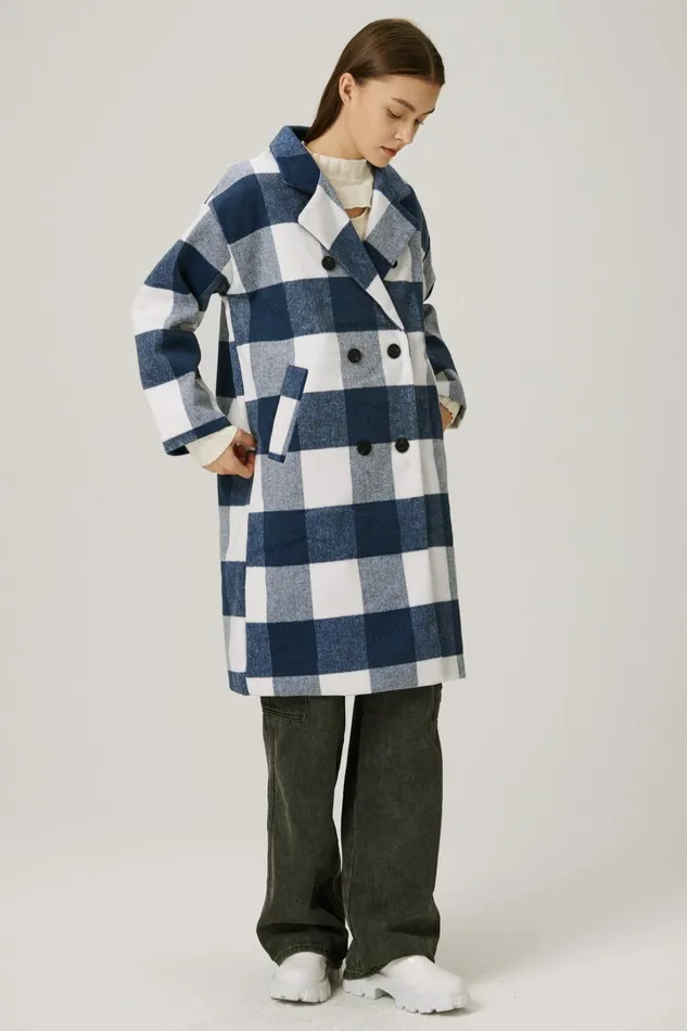 Storets Dolly Double Breasted Coat In Plaid Women Jackets and Coats