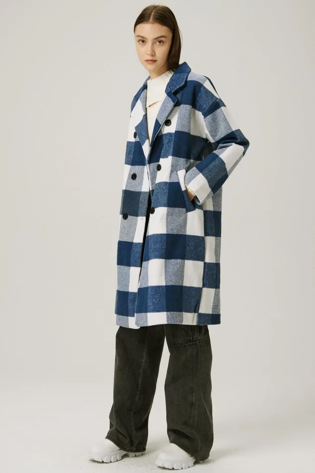 Storets Dolly Double Breasted Coat In Plaid Women Jackets and Coats