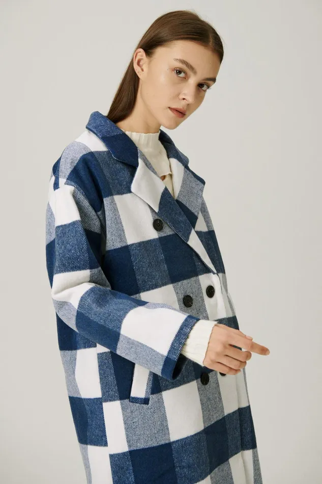 Storets Dolly Double Breasted Coat In Plaid Women Jackets and Coats