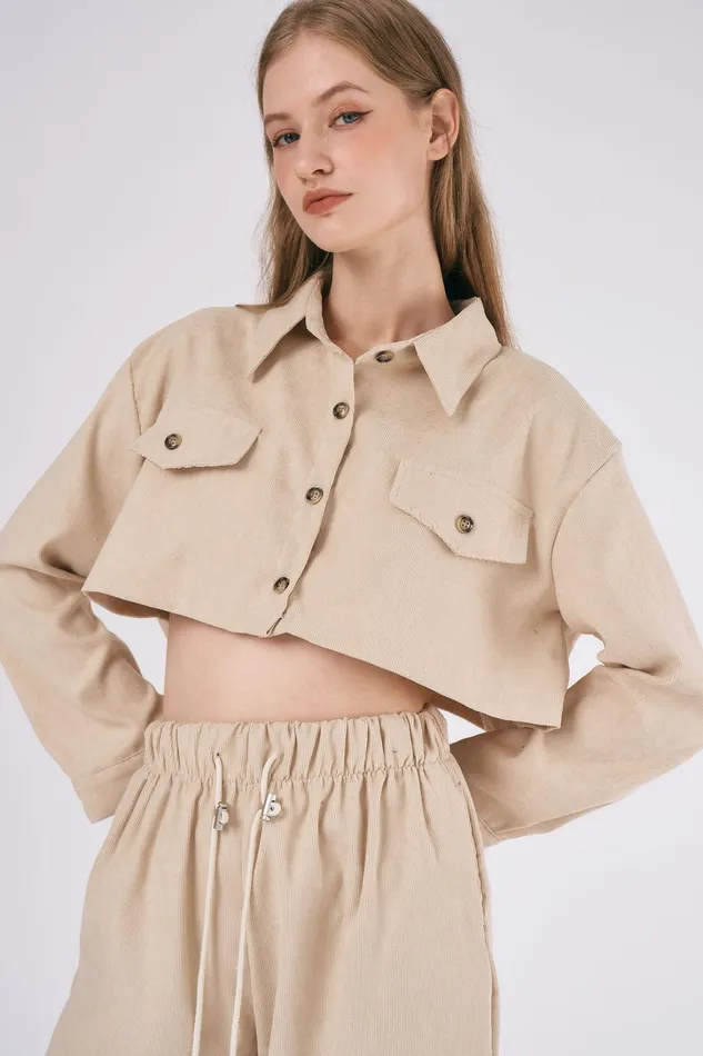 Storets Emery Cord Cropped JacketShirt Women Jackets and Coats