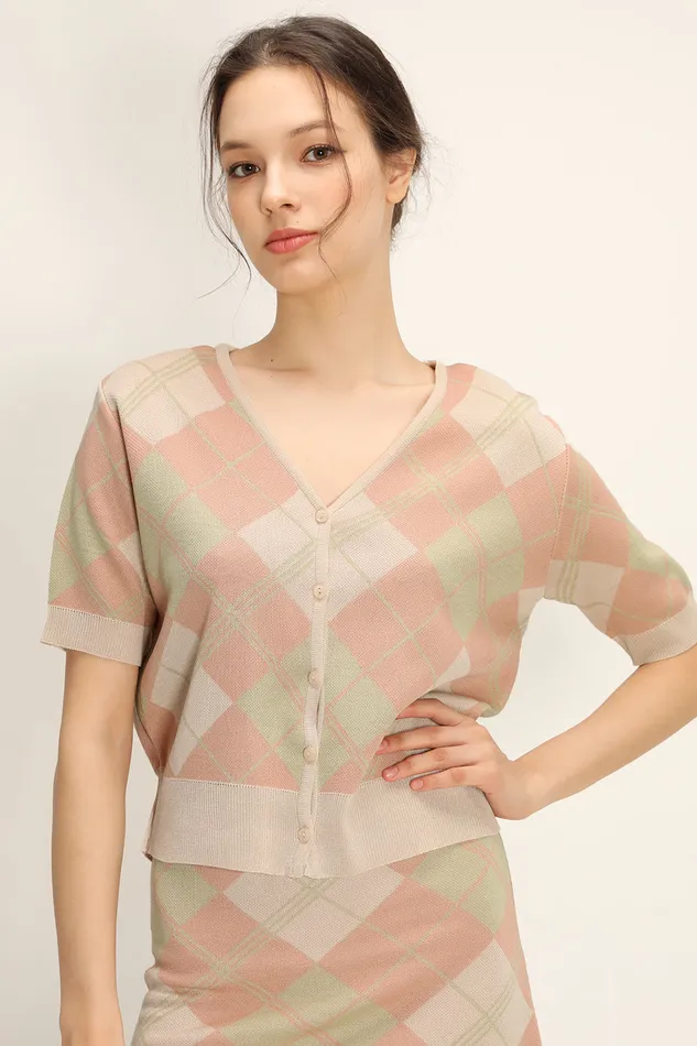 Storets Giana Argyle Knit Cardigan Women Cardigan