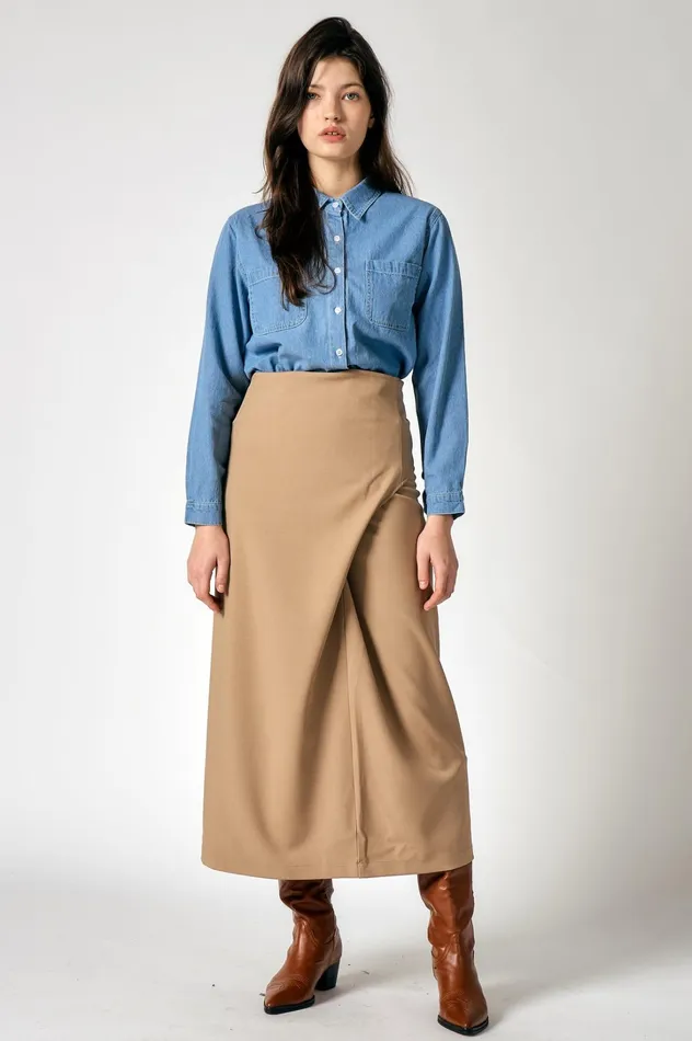 Storets Hazel Wrap Effect Skirt Women Skirts Storets Hazel Wrap Effect Skirt Women Skirts