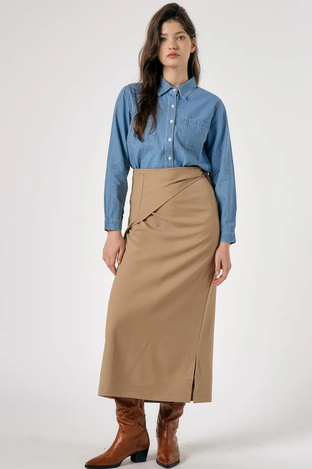 Storets Hazel Wrap Effect Skirt Women Skirts Storets Hazel Wrap Effect Skirt Women Skirts