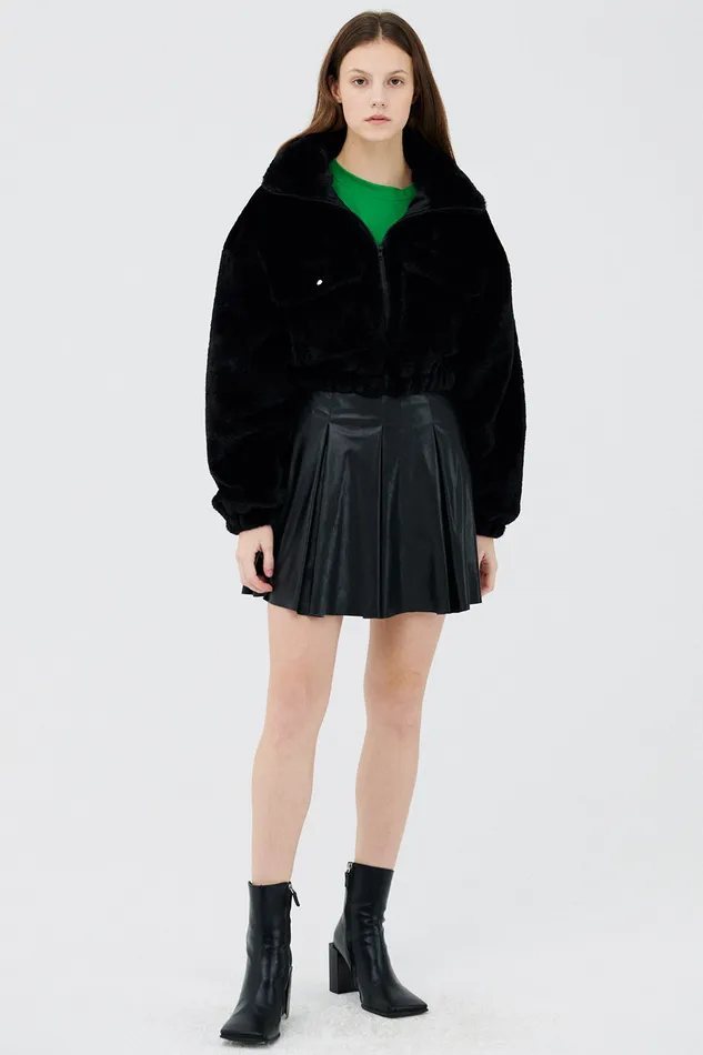Storets Iris Faux Fur Bomber Jacket Women Jackets and Coats