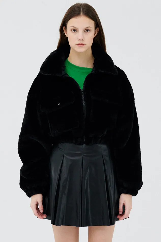 Storets Iris Faux Fur Bomber Jacket Women Jackets and Coats