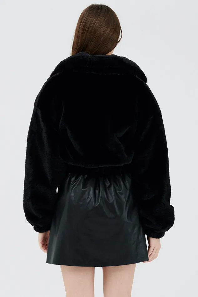 Storets Iris Faux Fur Bomber Jacket Women Jackets and Coats
