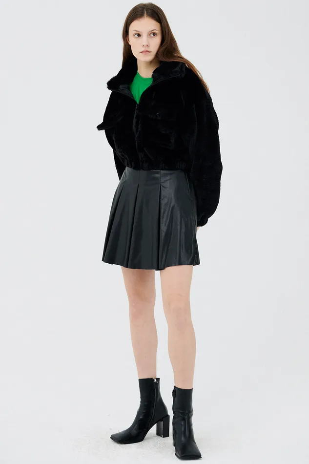 Storets Iris Faux Fur Bomber Jacket Women Jackets and Coats