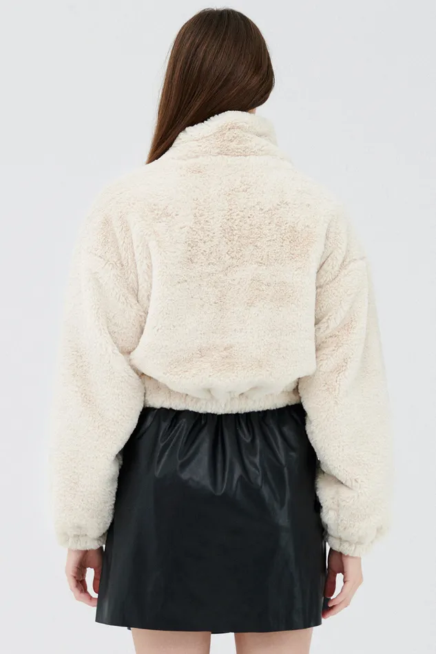 Storets Iris Faux Fur Bomber Jacket Women Jackets and Coats