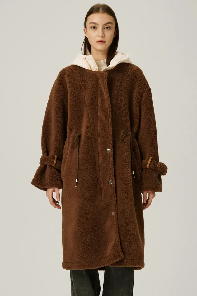 Storets Joe Hood Layered Teddy Coat Women Jackets and Coats