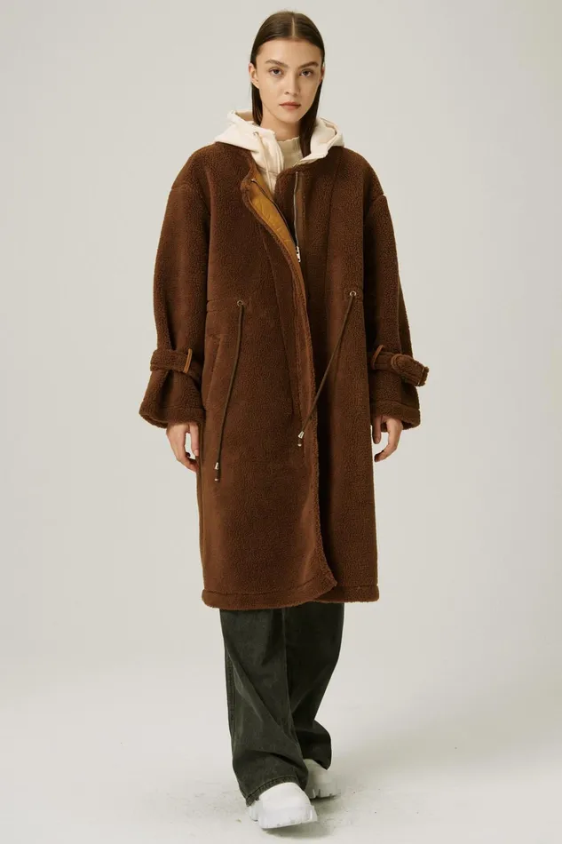 Storets Joe Hood Layered Teddy Coat Women Jackets and Coats