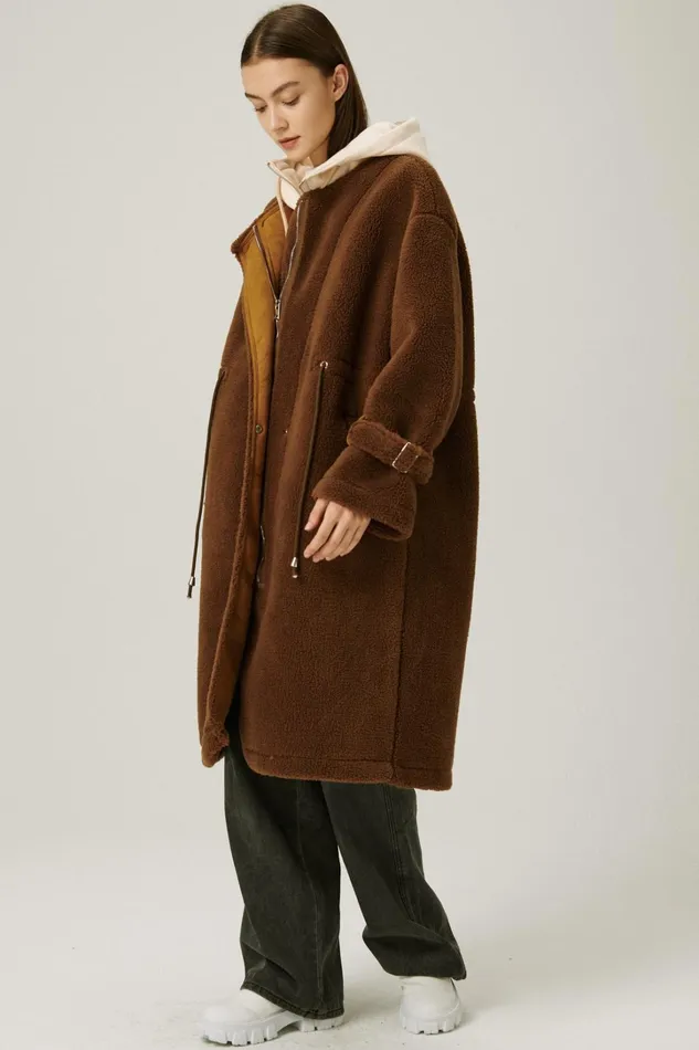Storets Joe Hood Layered Teddy Coat Women Jackets and Coats