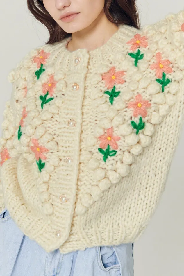 Storets Lily Floral Embroidered Knit Cardigan Women Sweaters and Knitwears Storets Lily Floral Embroidered Knit Cardigan Women Sweaters and Knitwears