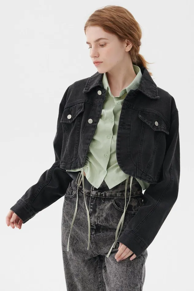 Storets Lindsey Denim Cropped Jacket Women Jackets and Coats Storets Lindsey Denim Cropped Jacket Women Jackets and Coats
