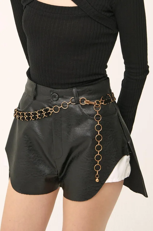 Storets Lola Overlay Pleather Short Women Shorts