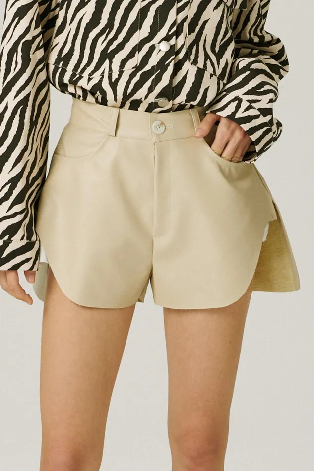 Storets Lola Overlay Pleather Short Women Shorts Storets Lola Overlay Pleather Short Women Shorts