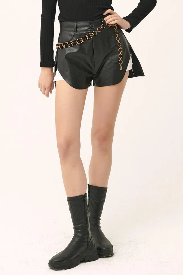 Storets Lola Overlay Pleather Short Women Shorts Storets Lola Overlay Pleather Short Women Shorts