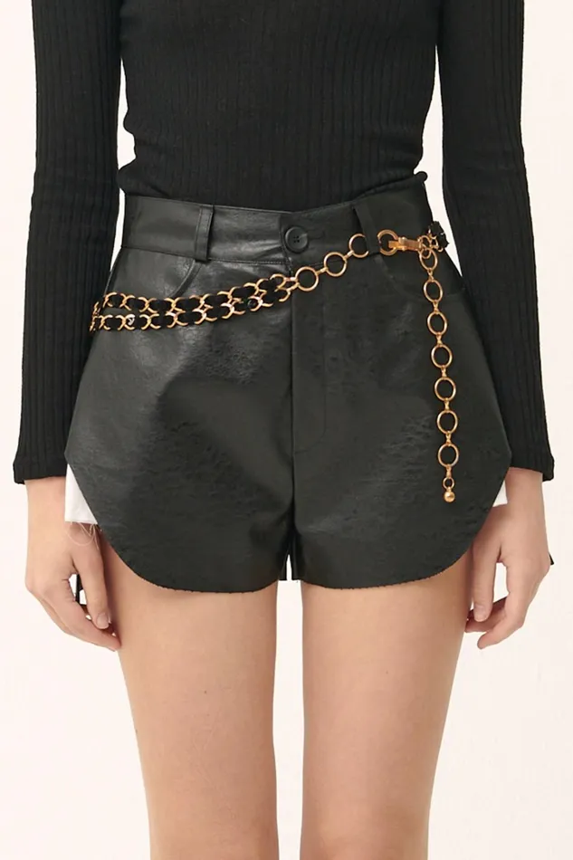 Storets Lola Overlay Pleather Short Women Shorts Storets Lola Overlay Pleather Short Women Shorts