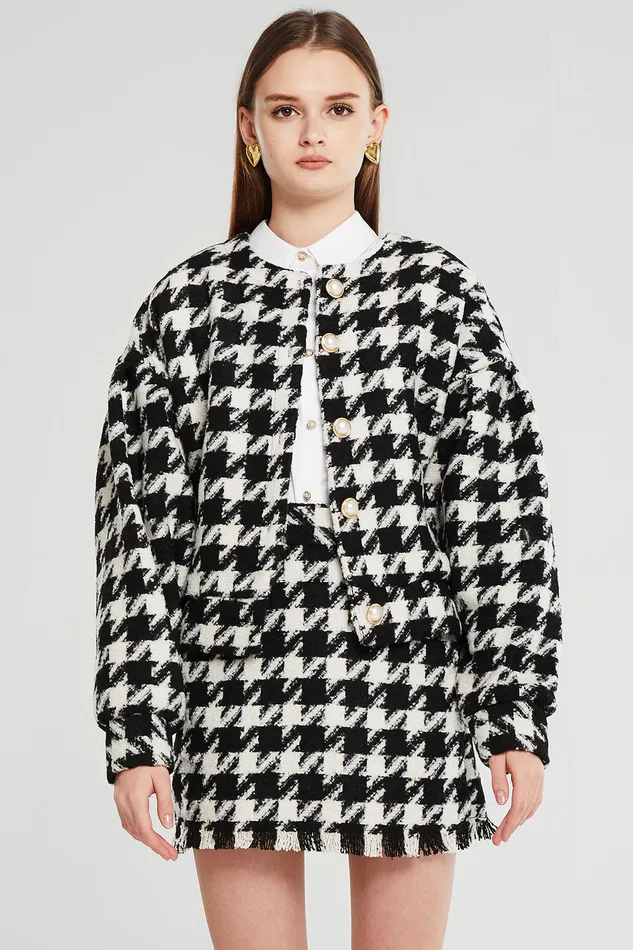 Storets Lori Houndstooth 2 Piece Set Women Mini Dresses