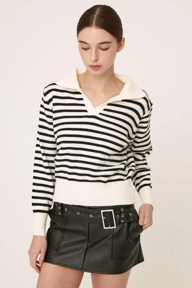 Storets Luna Striped Knitted Top Women Tops