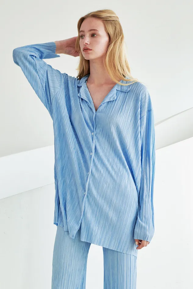 Storets Maria Oversized Plisse Shirt Women Shirts and Blouses