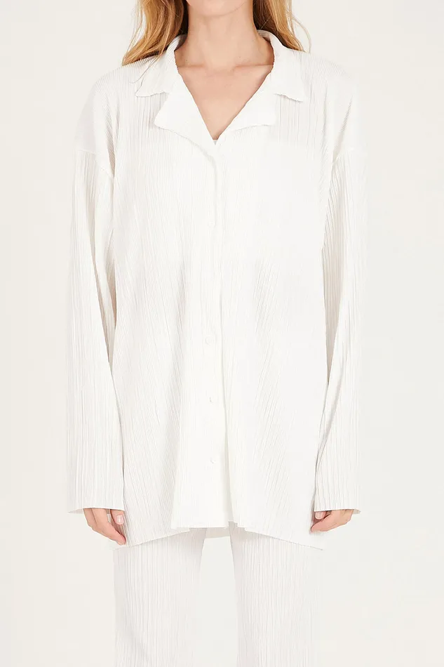 Storets Maria Oversized Plisse Shirt Women Shirts and Blouses
