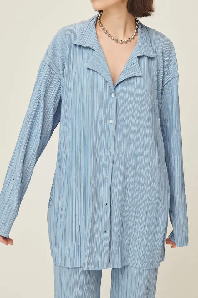 Storets Maria Oversized Plisse Shirt Women Shirts and Blouses