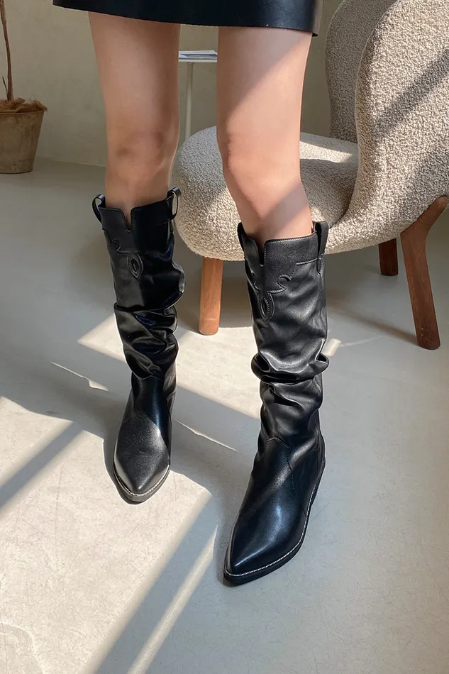 Storets Mia Ruched Western Boots Women Shoes