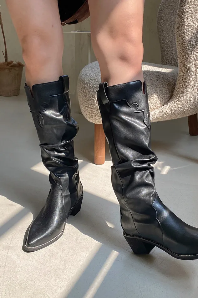 Storets Mia Ruched Western Boots Women Shoes Storets Mia Ruched Western Boots Women Shoes