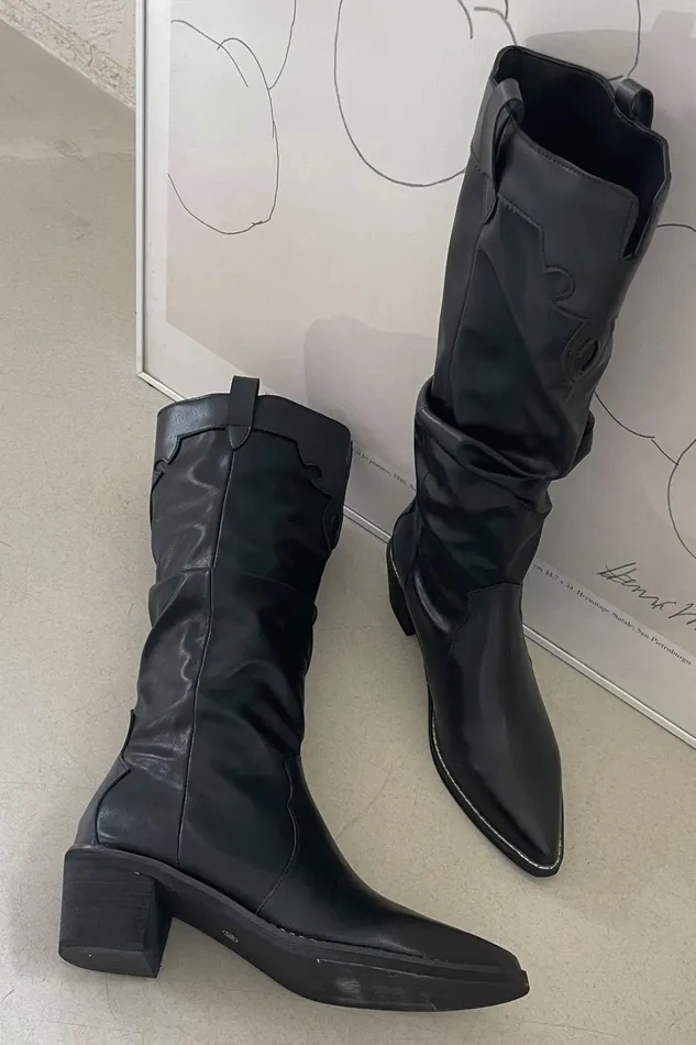 Storets Mia Ruched Western Boots Women Shoes Storets Mia Ruched Western Boots Women Shoes