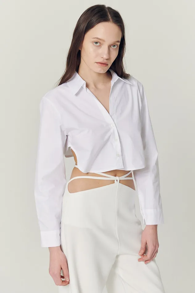 Storets Mila Back String Crop Shirt Women Crop Tops