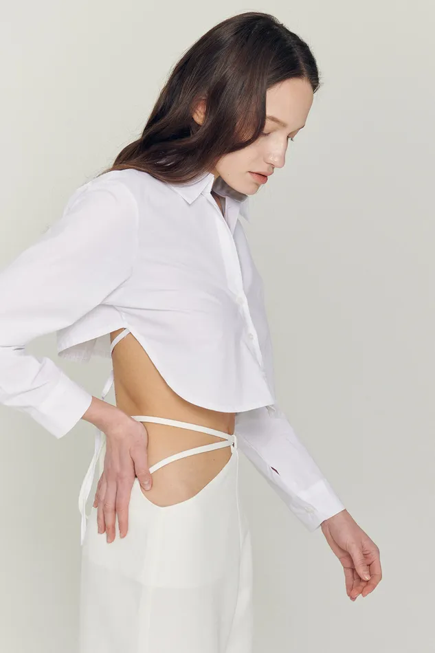 Storets Mila Back String Crop Shirt Women Crop Tops