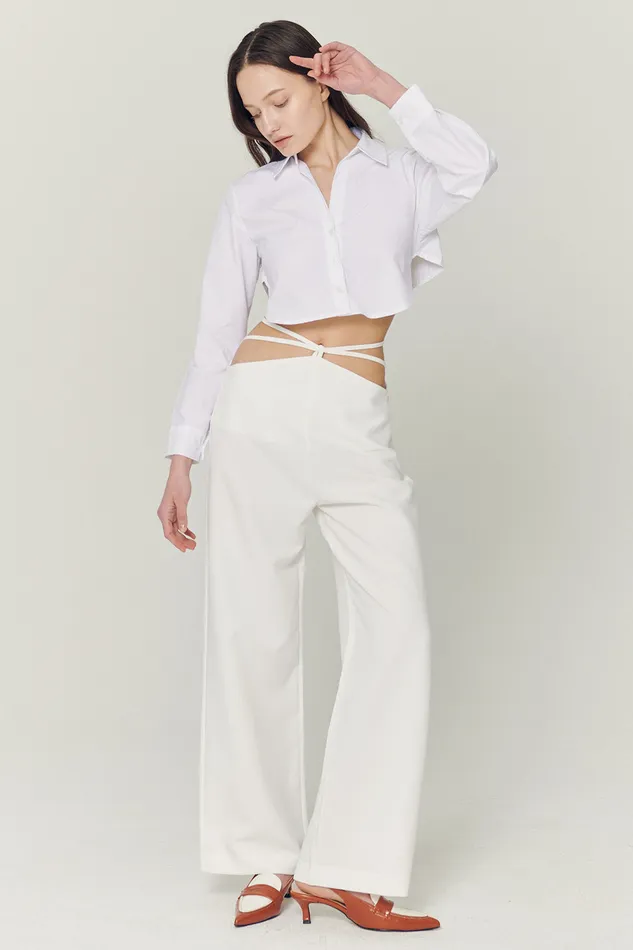 Storets Mila Back String Crop Shirt Women Crop Tops