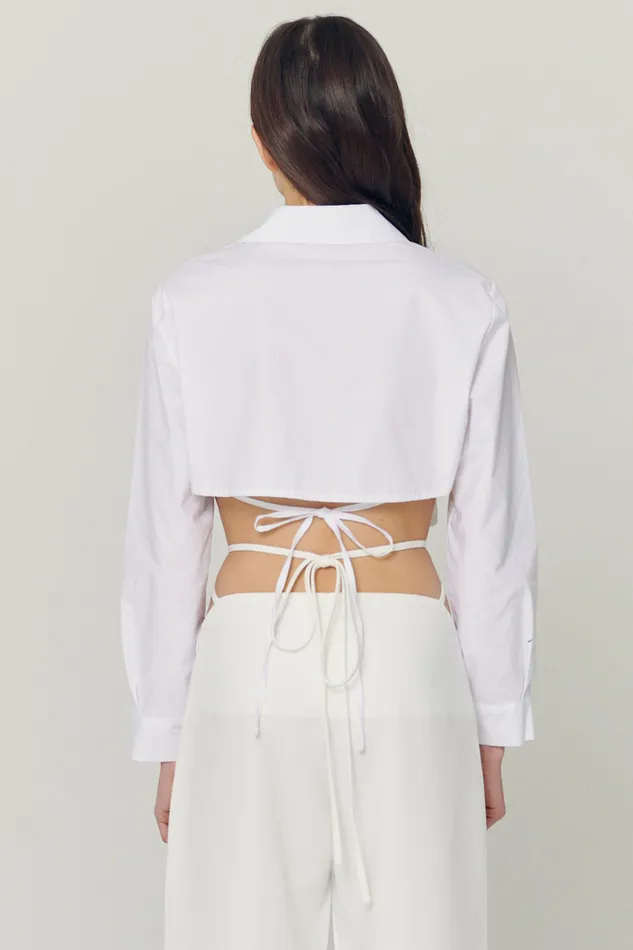 Storets Mila Back String Crop Shirt Women Crop Tops