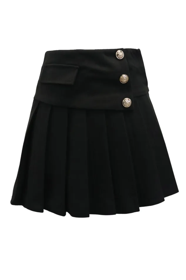 Storets Mila Gold Button Pleated Skort Women Skirts