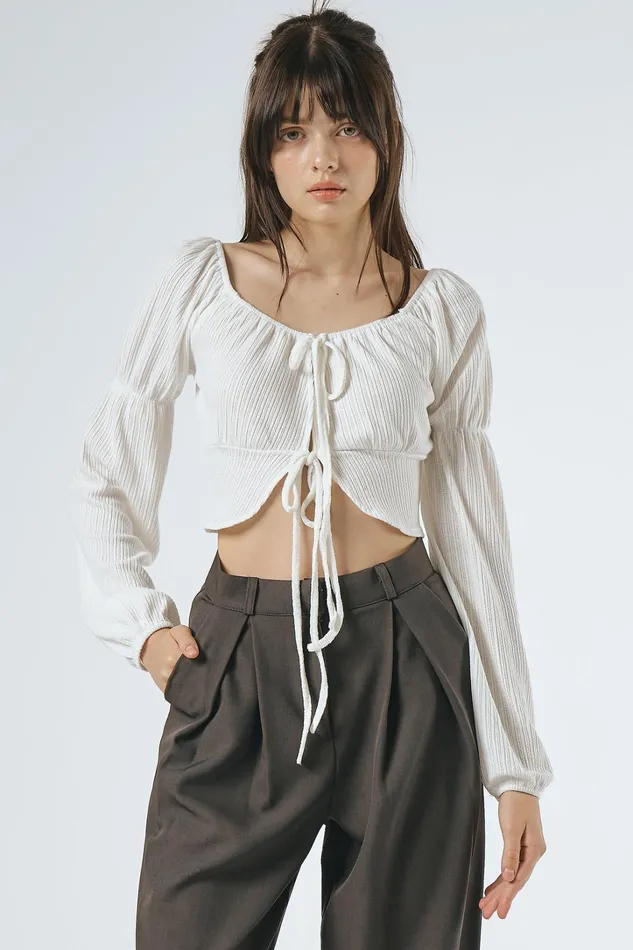 Storets Pam Puff Sleeved Cropped Top Women Shirts and Blouses