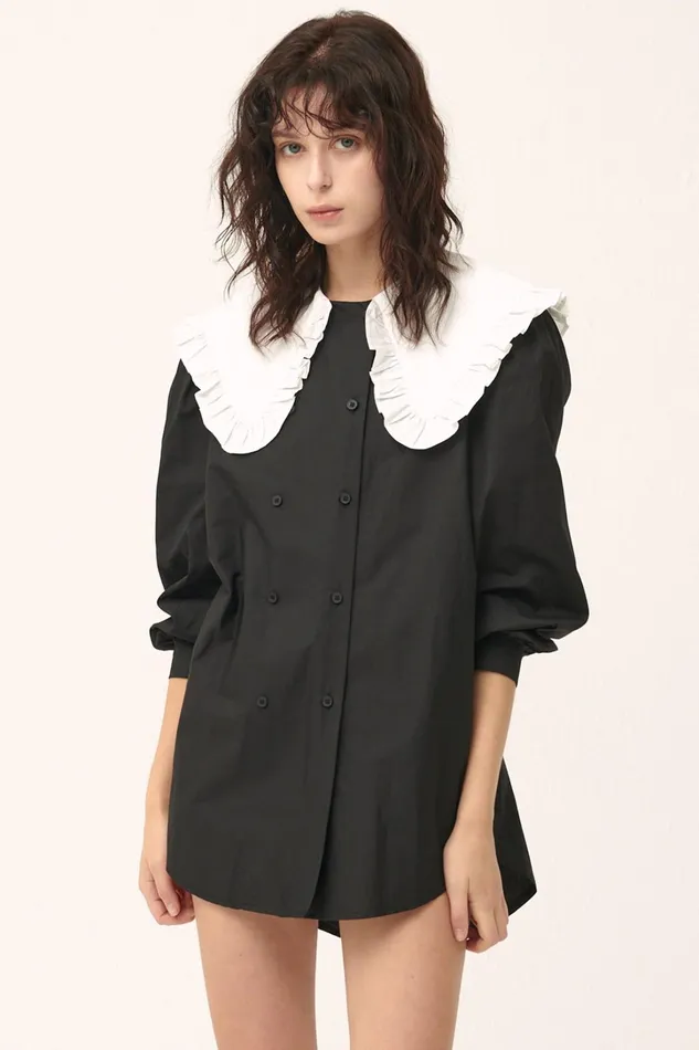 Storets Penelope Puff Sleeve ShirtDress Women Shirts and Blouses