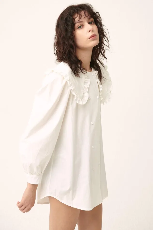 Storets Penelope Puff Sleeve ShirtDress Women Shirts and Blouses Storets Penelope Puff Sleeve ShirtDress Women Shirts and Blouses
