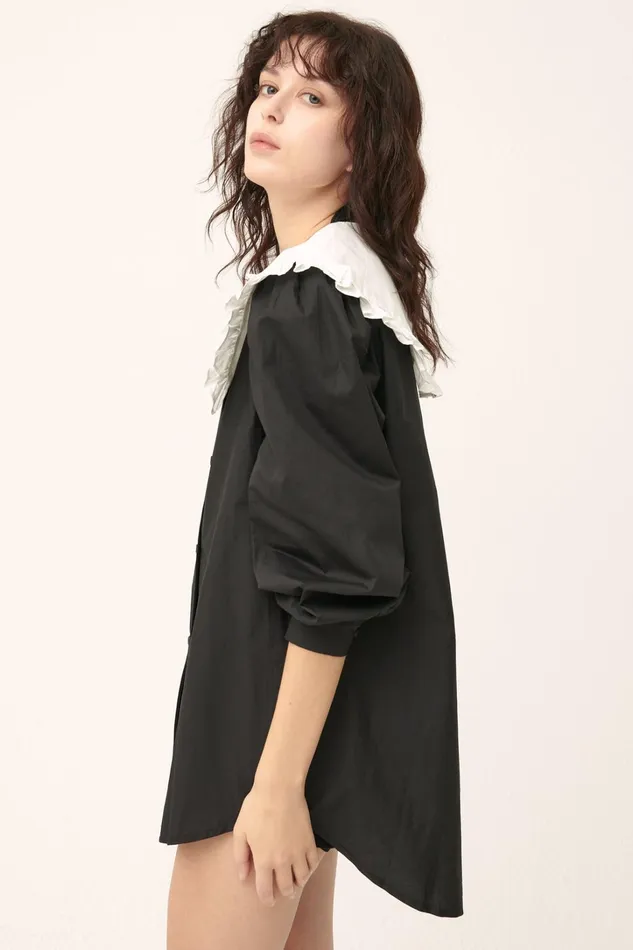 Storets Penelope Puff Sleeve ShirtDress Women Shirts and Blouses Storets Penelope Puff Sleeve ShirtDress Women Shirts and Blouses