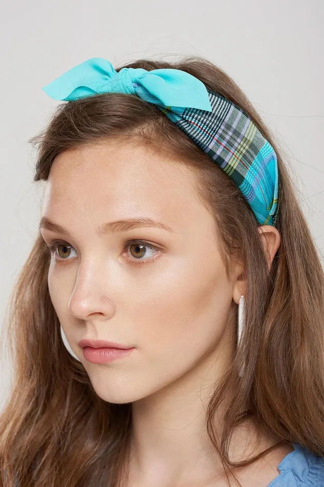 Storets Plain Ribbon Checked Hairband Women HairandHats
