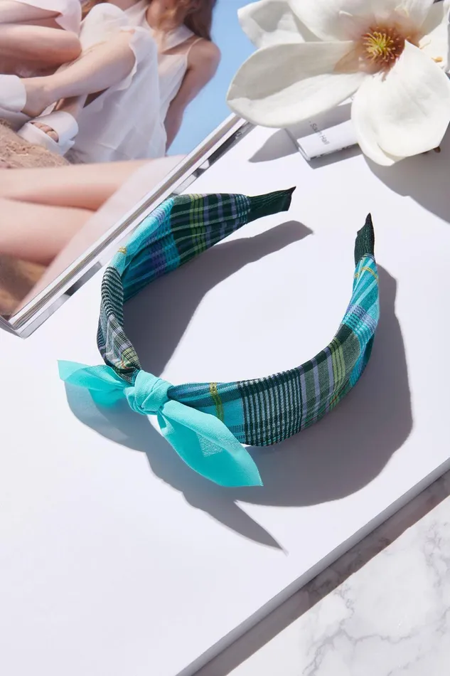 Storets Plain Ribbon Checked Hairband Women HairandHats