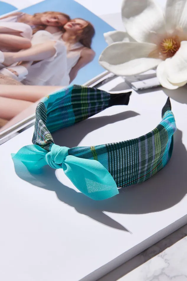 Storets Plain Ribbon Checked Hairband Women HairandHats
